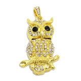 Cute Crystal Owl Necklace USB Flash Drive 2.0 on Branch 16 GB gold/silver 16GB 2.0 Gold USB Flash Drive - Tophatter Daily Deals