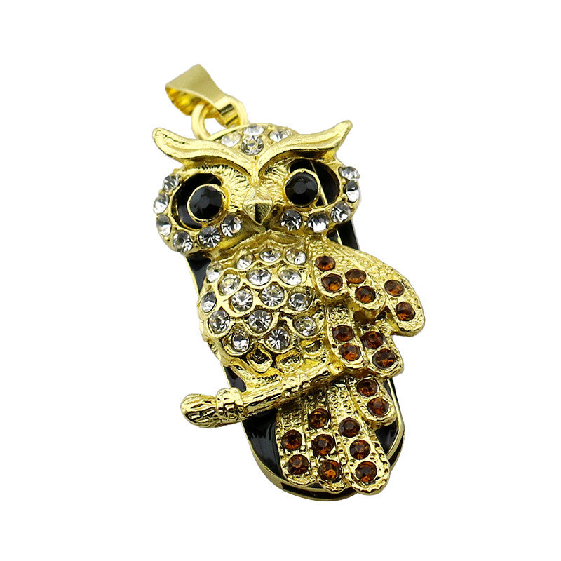 Crystal Diamond Owl Necklace USB Flash Drive 2.0 Pendant Charm 16 GB USB Flash Drive - Tophatter Daily Deals