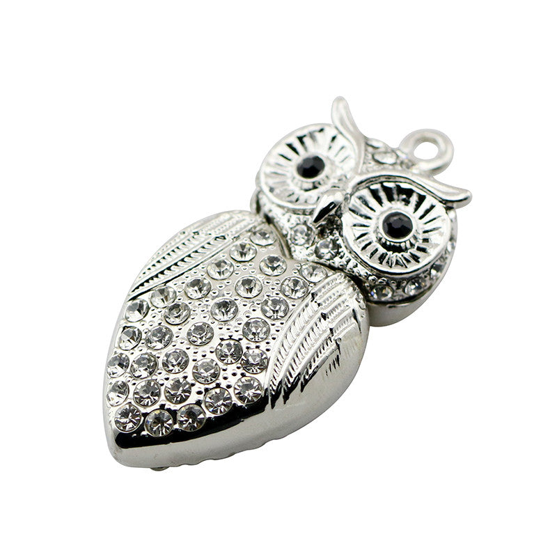 Cute Crystal Owl Necklace USB Flash Drive 2.0 Pendant 16 GB gold/silver USB Flash Drive - Tophatter Daily Deals