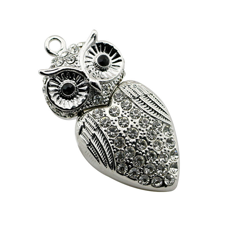 Cute Crystal Owl Necklace USB Flash Drive 2.0 Pendant 16 GB gold/silver USB Flash Drive - Tophatter Daily Deals
