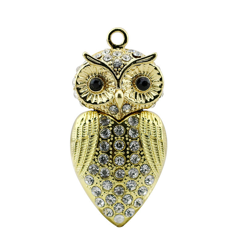 Cute Crystal Owl Necklace USB Flash Drive 2.0 Pendant 16 GB gold/silver 8GB 2.0 Gold USB Flash Drive - Tophatter Daily Deals