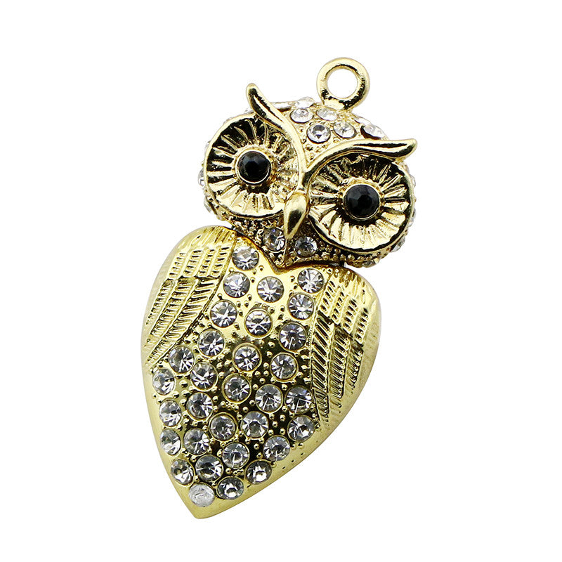 Cute Crystal Owl Necklace USB Flash Drive 2.0 Pendant 16 GB gold/silver USB Flash Drive - Tophatter Daily Deals