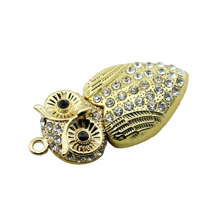 Cute Crystal Owl Necklace USB Flash Drive 2.0 Pendant 16 GB gold/silver USB Flash Drive - Tophatter Daily Deals