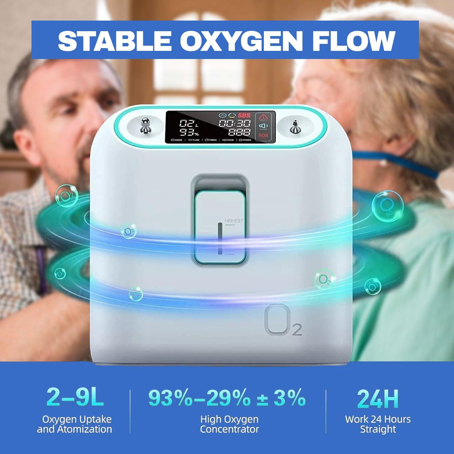 Home Air Purification - 2-9L/min Oxygen purifier Machine Atomization Function High Purity Flow Rate 93% Health Care - Tophatter Daily Deals