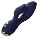 Chic Blossom Navy Blue Flexible Silicone Dual Motor Vibrator with Gold Accents, 10 Speeds, Waterproof and Rechargeable > Vibrators > Ladies > Rabbit - Tophatter Daily Deals