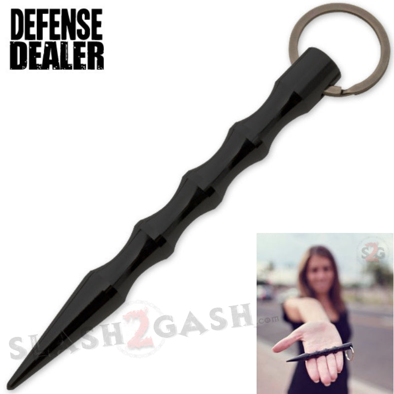 Grooved Kubotan Self Defense Stick Keychain - Black Wavy Ninja Weapon SD-KeyChain - Tophatter Daily Deals