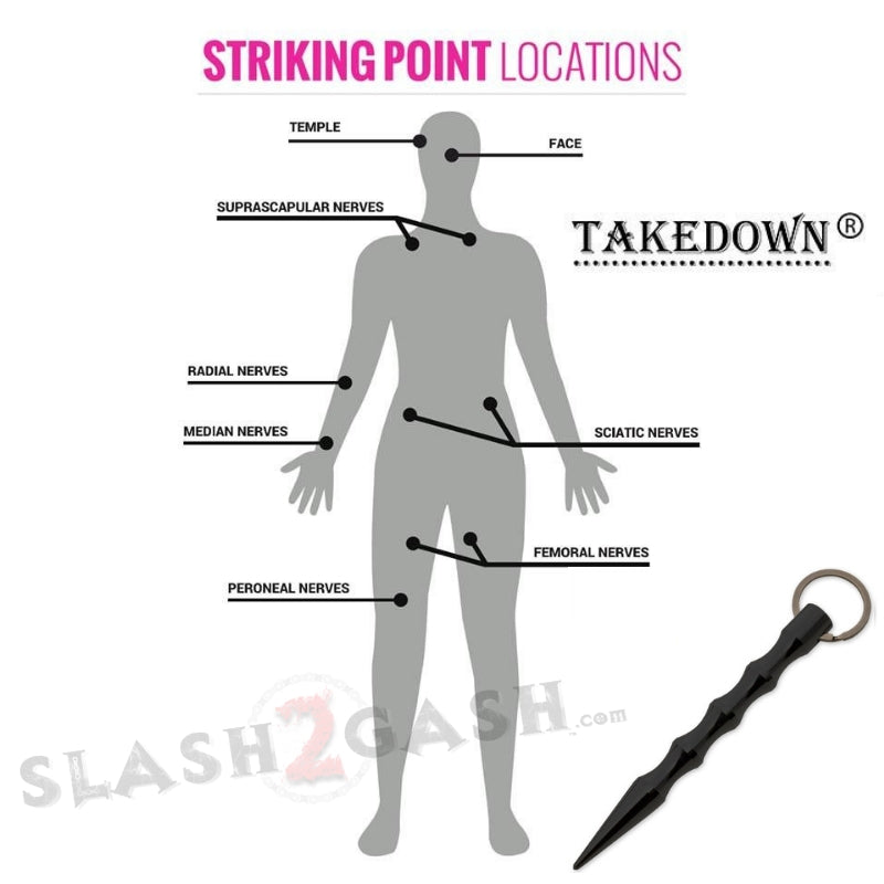 Grooved Kubotan Self Defense Stick Keychain - Black Wavy Ninja Weapon SD-KeyChain - Tophatter Daily Deals