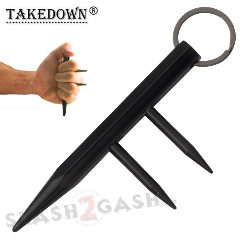 Steel Kubotan Self Defense Keychain with Prongs Spikes - EXTRA WIDE SD-KeyChain - Tophatter Daily Deals