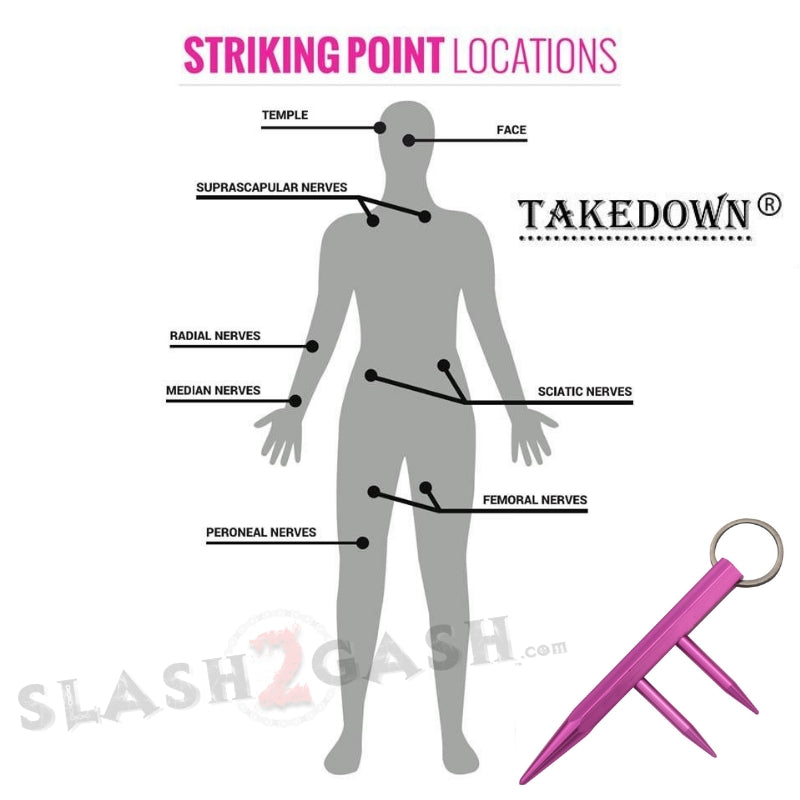 Steel Kubotan Self Defense Keychain with Prongs/Spikes - Pink SD-KeyChain - Tophatter Daily Deals