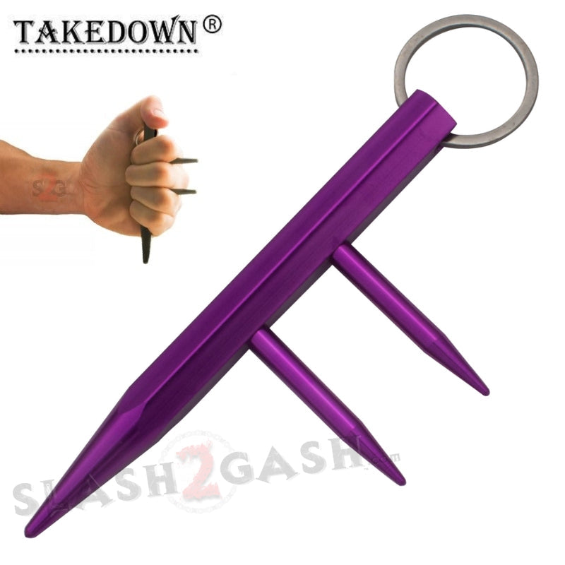Steel Kubotan Self Defense Keychain with Prongs/Spikes - Purple SD-KeyChain - Tophatter Daily Deals