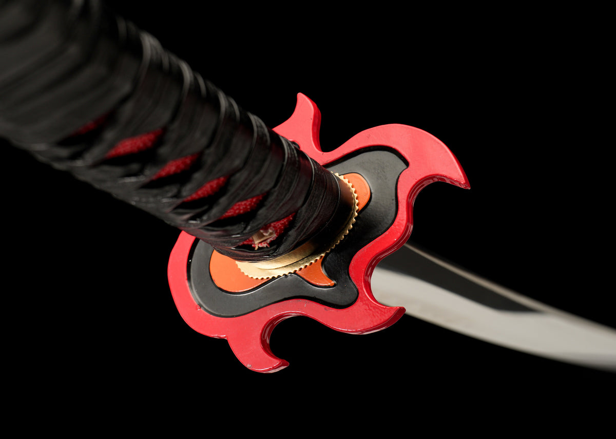 Demon Slayer - Tanjiro "Fire Breath" Nichirin Clay Tempered Hand Forged Fantasy Sword - Tophatter Daily Deals