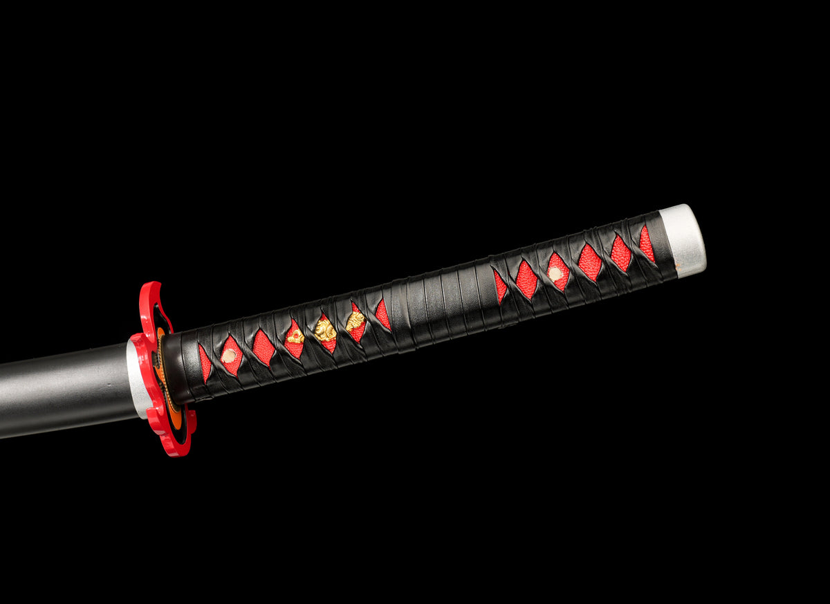 Demon Slayer - Tanjiro "Fire Breath" Nichirin Clay Tempered Hand Forged Fantasy Sword - Tophatter Daily Deals