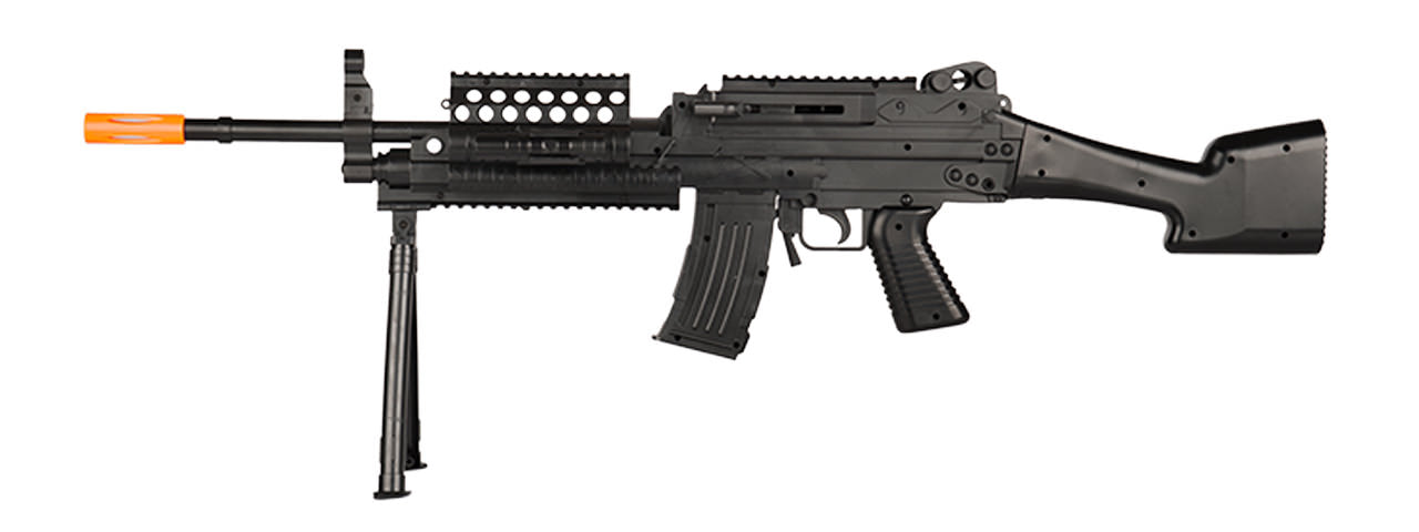P1046 LMG Airsoft Rifle Gun with BIPOD + LED FLASHLIGHT + LASER - TOPHATTER'S ARMORY DEALS Collectible Weapons - Tophatter Daily Deals