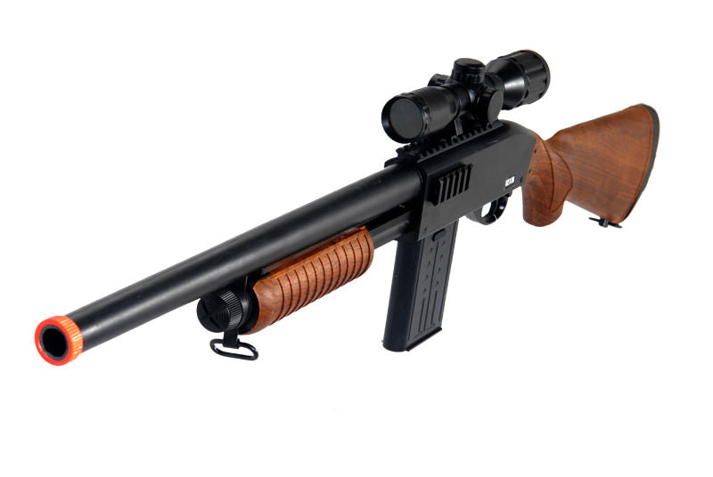 P1566W Powerful Airsoft Wood Shotgun Pump Action Metal Barrel 360 FPS Collectible Weapons - Tophatter Daily Deals