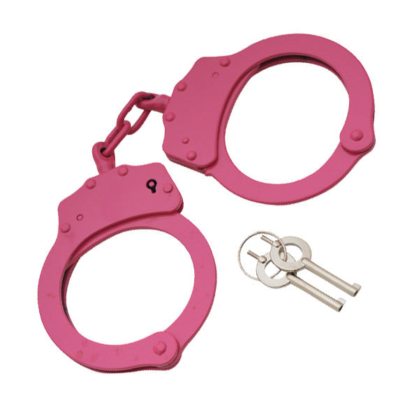 Hot Pink Double Lock Stainless Steel Handcuffs Police Quality - Tophatter's Inc. Weapons Store Online Collectible Weapons - Tophatter Daily Deals