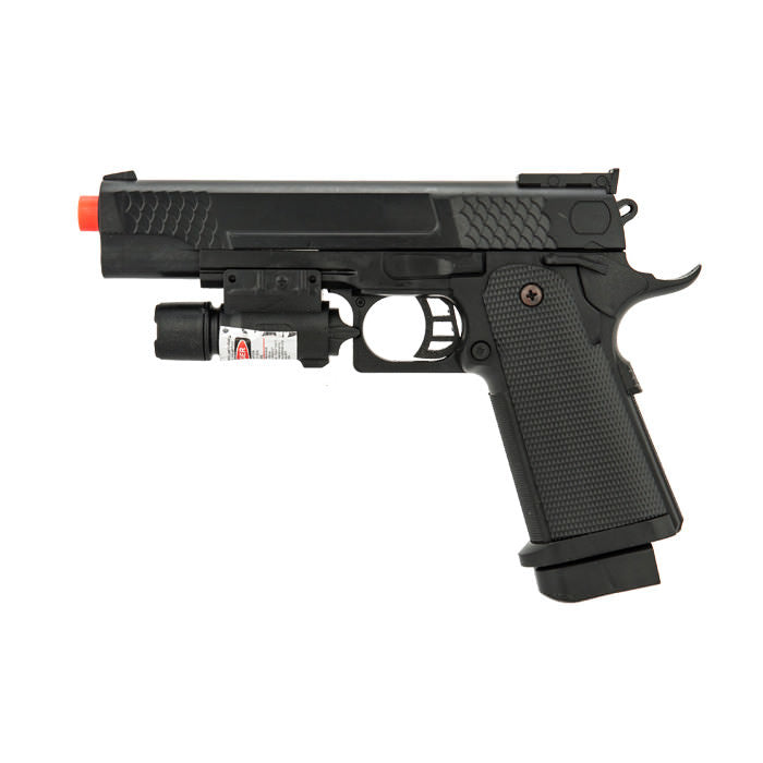 P2002B FPS-140 Spring Airsoft Full Size Pistol with Laser 9" Overall - TOPHATTER'S ARMORY DEALS Collectible Weapons - Tophatter Daily Deals