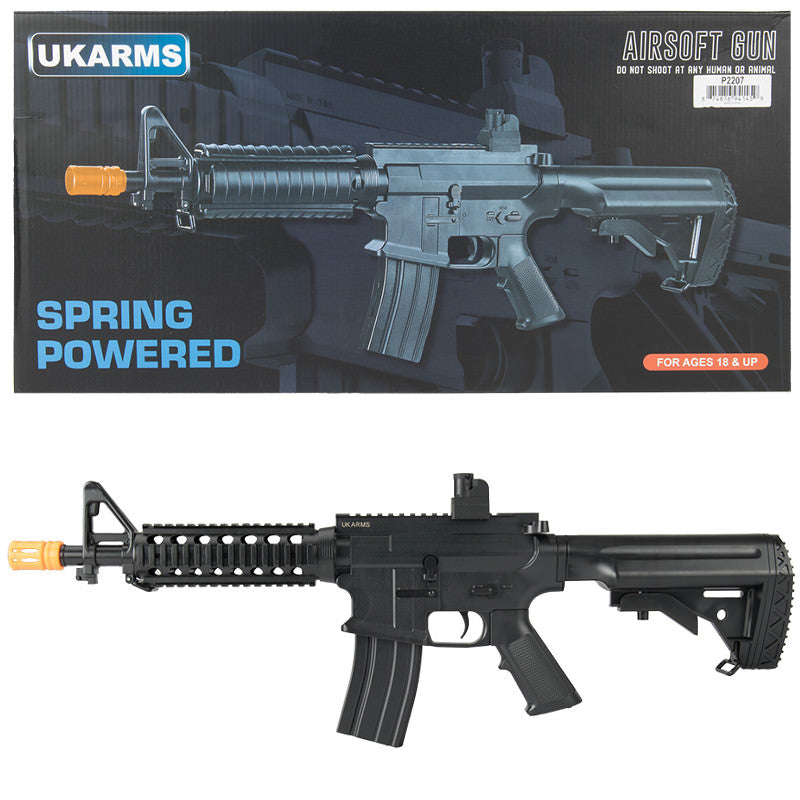 P2207 Quad RIS M4 Spring Airsoft Rifle FPS 233 With .20G BBs Collectible Weapons - Tophatter Daily Deals