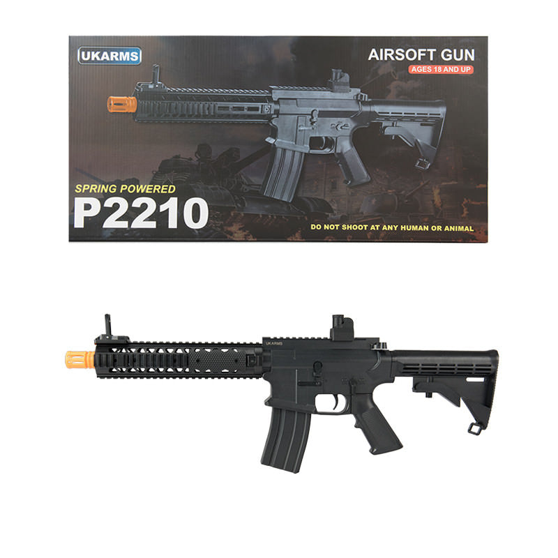 P2210 Quad RIS M4 Spring Airsoft Rifle With Grip Covers FPS 194 w/ 0.20G BBs - Tophatter's Inc. Weapons Store Online Collectible Weapons - Tophatter Daily Deals