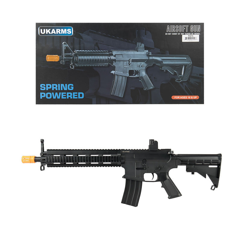 P2215 M4 Quad Monolithic RIS Spring Airsoft Rifle FPS 200 With .20G BBs Collectible Weapons - Tophatter Daily Deals