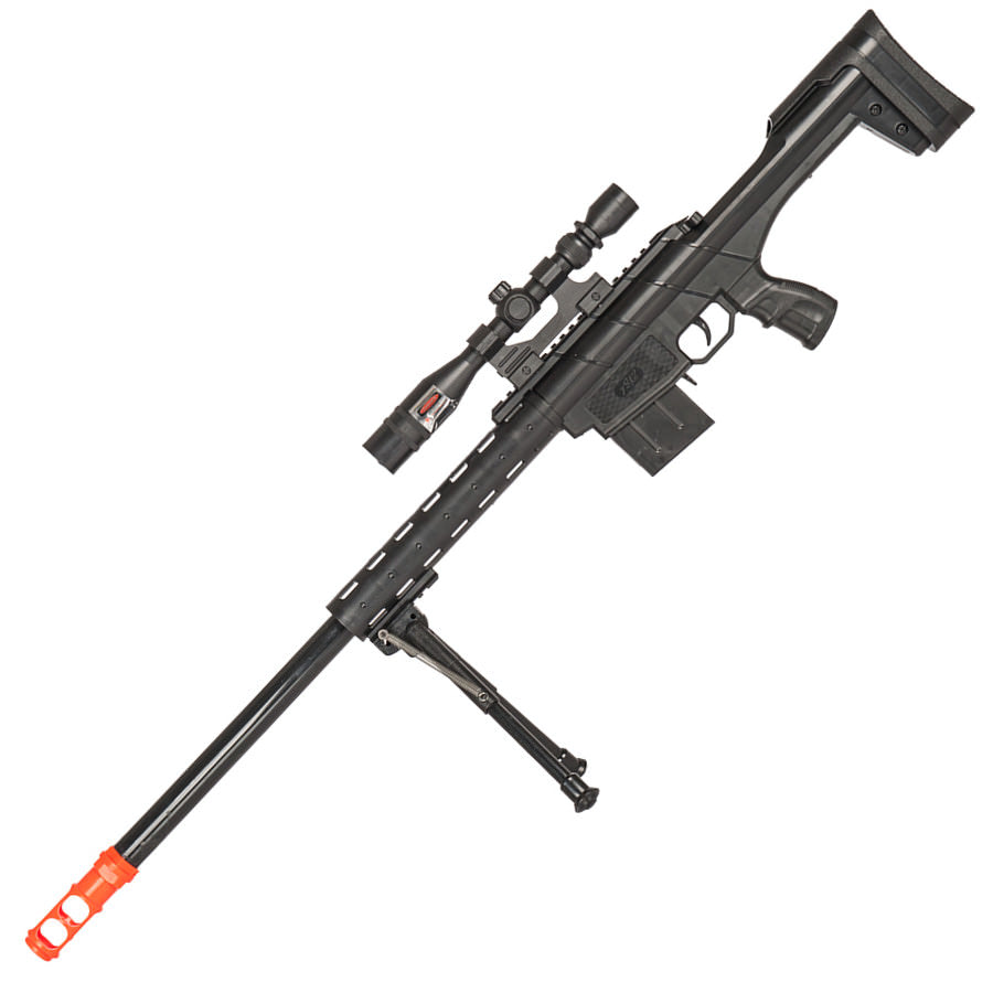250 FPS Spring Airsoft Sniper Rifle Gun With Laser Scope Sight Bipod Collectible Weapons - Tophatter Daily Deals