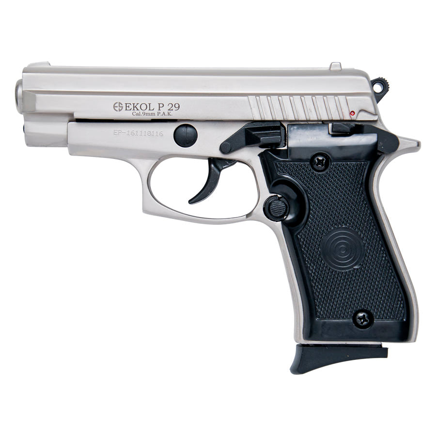 P29 Semi Automatic Blank Firing Pistol Satin Finish Collectible Weapons - Tophatter Daily Deals