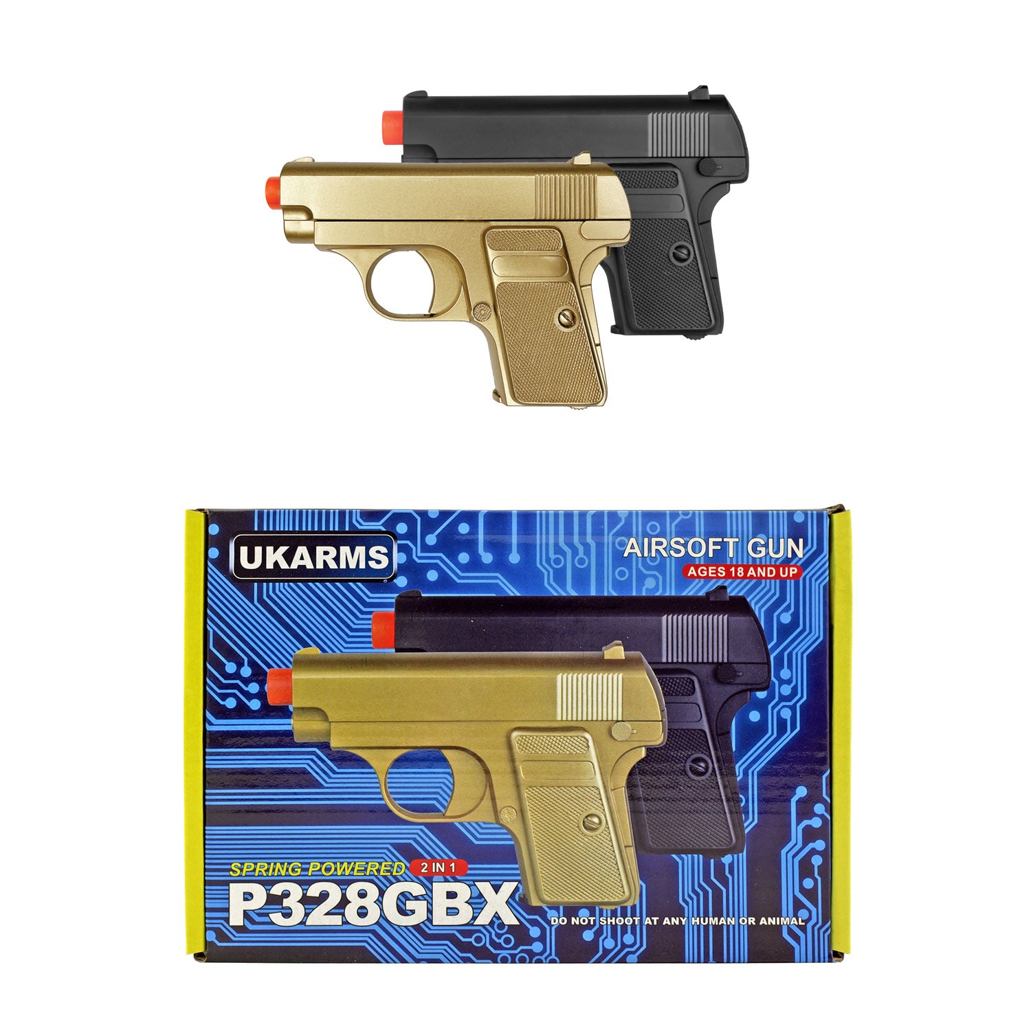 Gold and Black Dual Spring Powered Airsoft Pistols - TOPHATTER'S ARMORY DEALS Collectible Weapons - Tophatter Daily Deals
