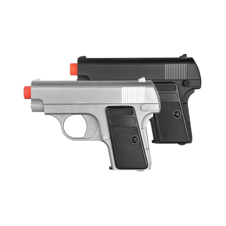 Silver and Black Dual Spring Powered Airsoft Pistols - Tophatter's Guns'N'Weapons Store Collectible Weapons - Tophatter Daily Deals