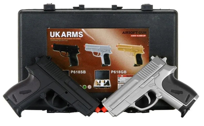 Airsoft P618SB Dual Spring Pistol Set with case - Tophatter Daily Deals