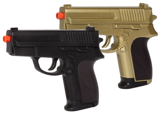 P618GB Black & Gold 2-Pack FPS-135 Spring Airsoft Pistol - TOPHATTER'S ARMORY DEALS Collectible Weapons - Tophatter Daily Deals