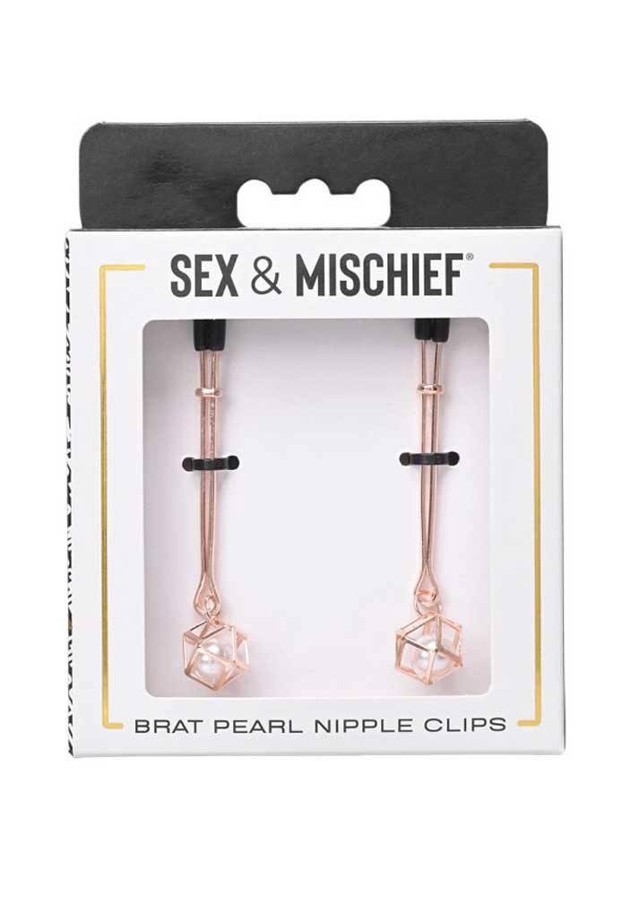 Sex & Mischief Brat Pearl Adjustable Nipple Clips – Set of 2 Clips > Sex Toys > Nipple Clamps - Tophatter Daily Deals