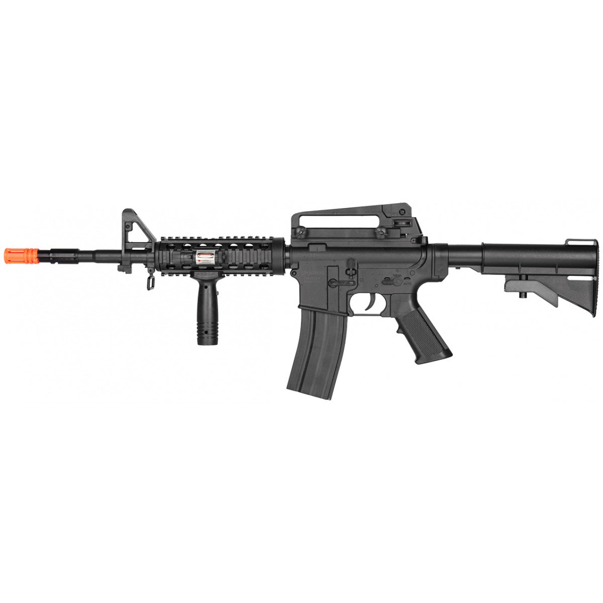 P8909 M4 Spring Powered Airsoft Assault Rifle with Handgrip, Laser, and Flashlight - TOPHATTER'S ARMORY DEALS Collectible Weapons - Tophatter Daily Deals