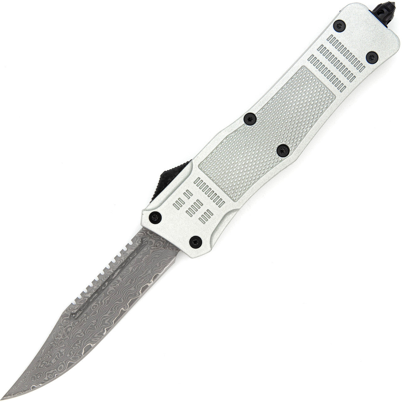 9.5" Damascus Steel Automatic OTF Out the Front Knife - Tophatter's Guns'N'Weapons Store - FREE SHIPPING Collectible Weapons - Tophatter Daily Deals