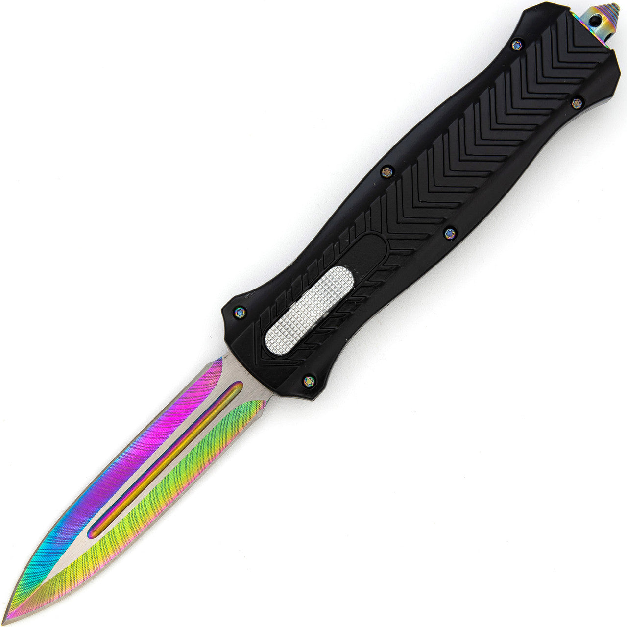 9.5" Prismatic Siege Automatic OTF Out the Front Titanium Multicolor Knife - Tophatter's Inc. Weapons Store Online Collectible Weapons - Tophatter Daily Deals