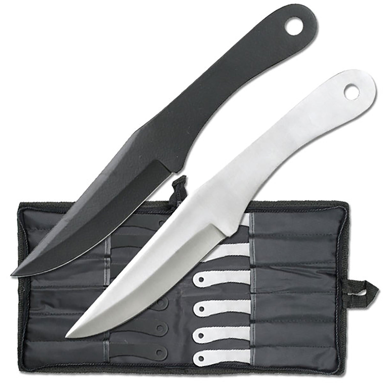 8.5" 2 Pcs Black/Silver Ripper Throwing Knife Set with Case Collectible Weapons - Tophatter Daily Deals