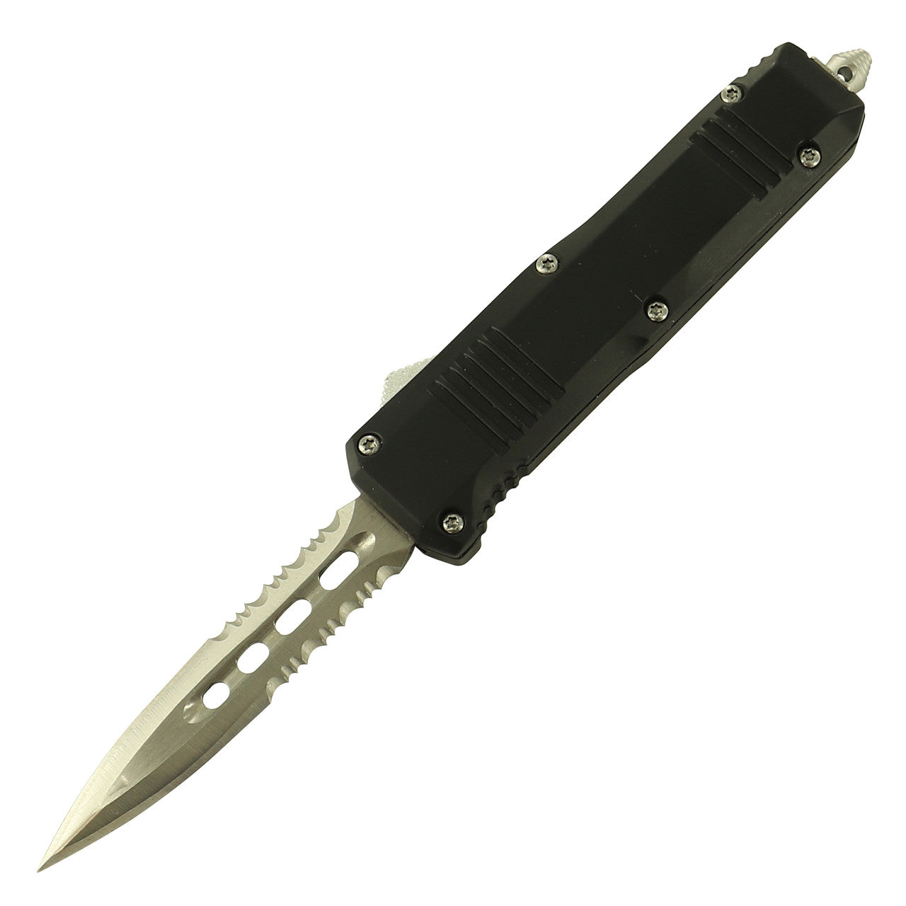 7" Silver Serrated Dagger Blade Automatic Out the Front Knife - Tophatter's Guns'N'Weapons Store Collectible Weapons - Tophatter Daily Deals