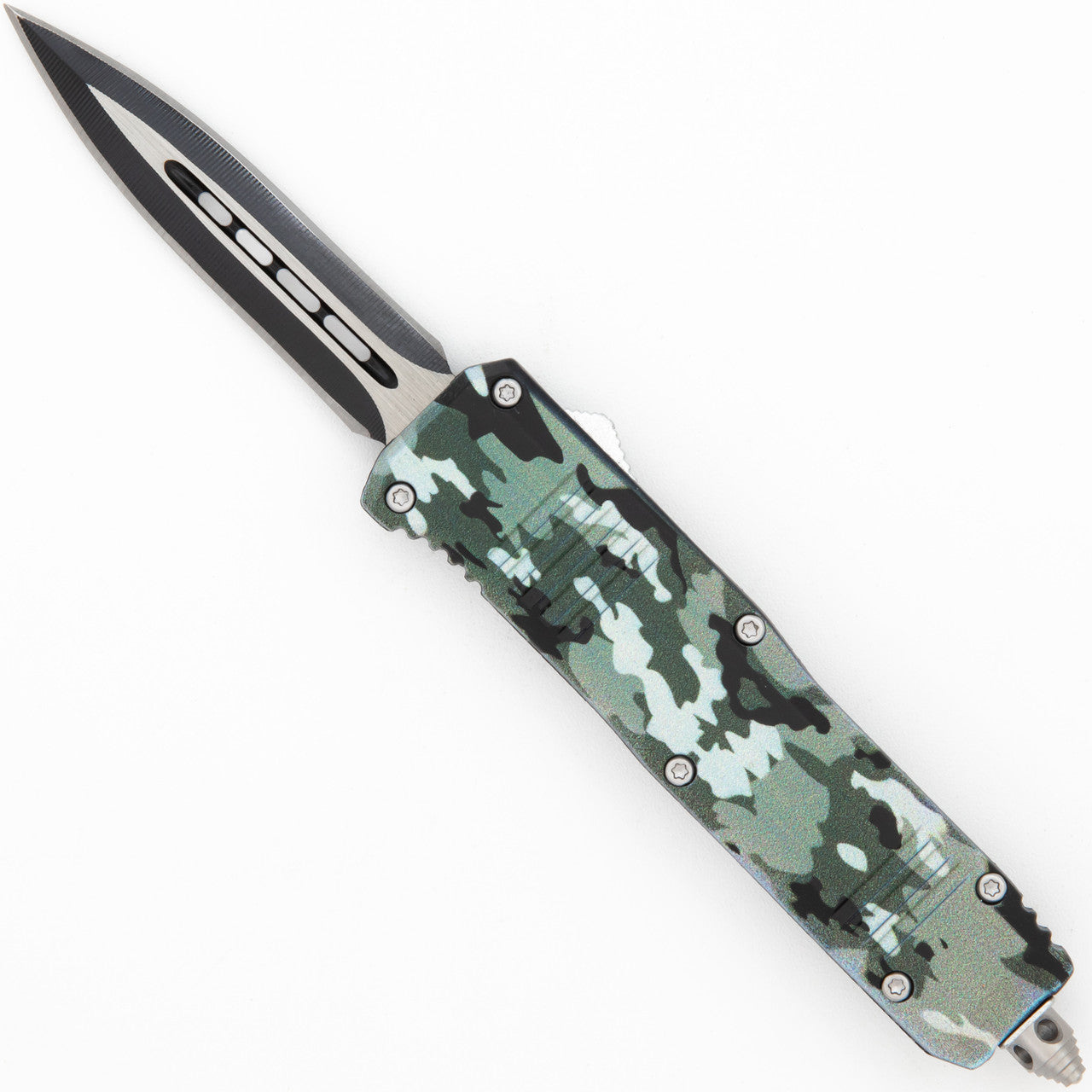 6.8" Snow Camo Automatic Out the Front Knife - TOPHATTER'S ARMORY DEALS Collectible Weapons - Tophatter Daily Deals