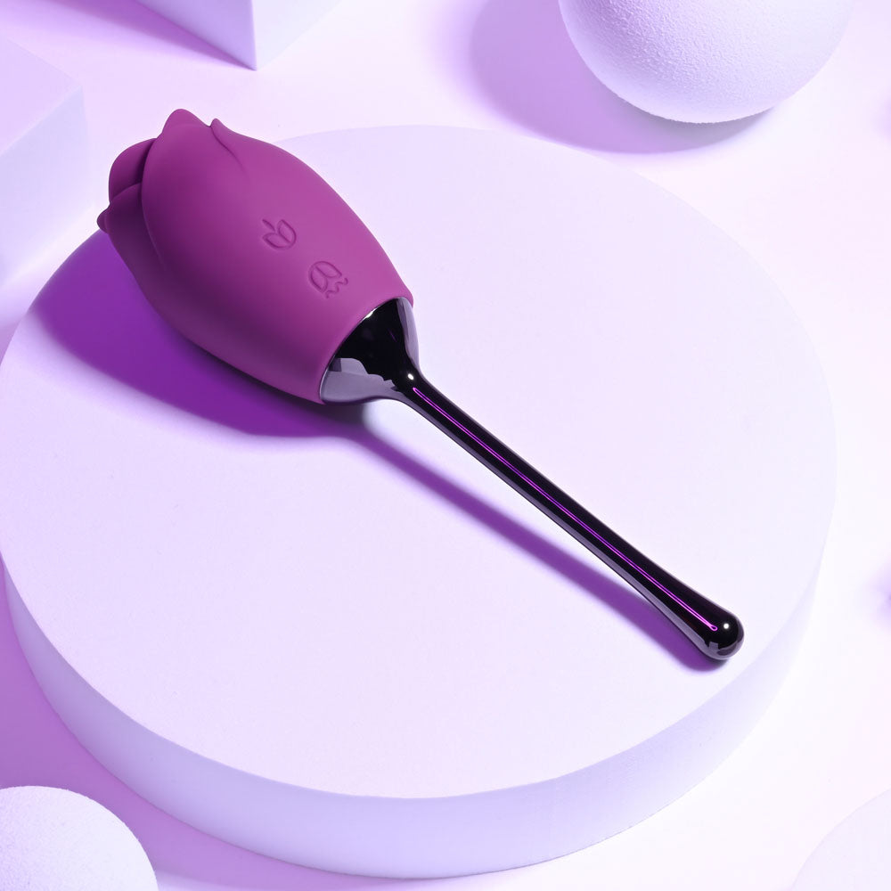 Playboy Pleasure PETAL Vibrator with Tongue-Flicking Head > Sex Toys For Ladies > Rose Stimulators - Tophatter Daily Deals