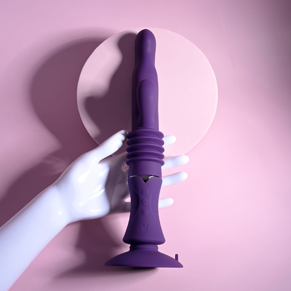 Playboy Pleasure Hoppy Ending – USB Rechargeable 29.2 cm Rabbit Vibrator > Vibrators > Ladies > Rabbit Multi - Tophatter Daily Deals