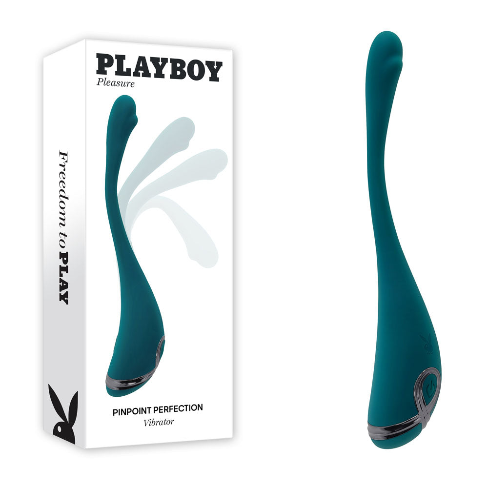 Playboy Pleasure Pinpoint Perfection – USB Rechargeable 19.3 cm Poseable Slim Vibrator > Sex Toys For Ladies > Clitoral Vibrators and Stimulators - Tophatter Daily Deals