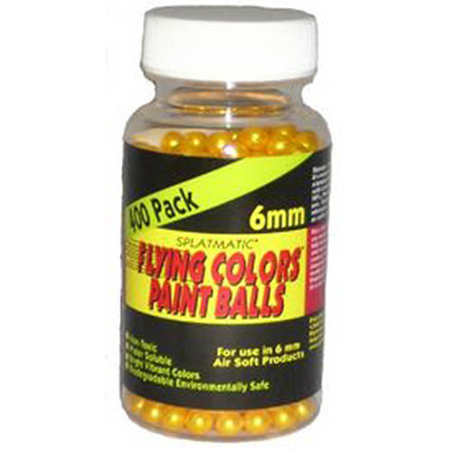 400 CT Flying Colors Premium 6 mm Paintballs Bottle - Pearl Yellow Collectible Weapons - Tophatter Daily Deals