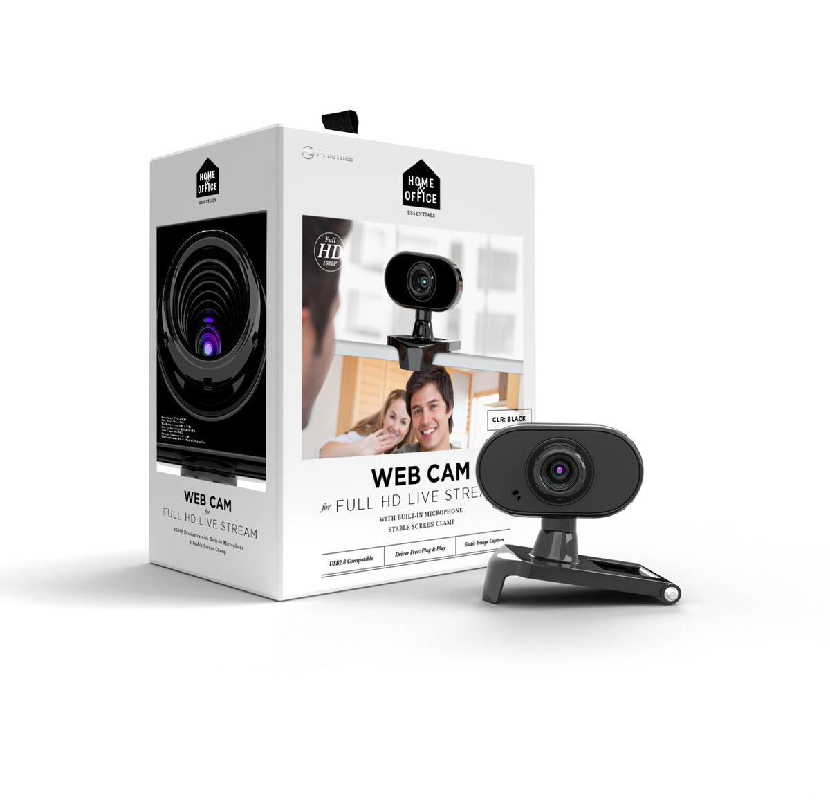 Web Cam Full HD 1080p Webcam with Built-in Microphone and Stable Screen Clamp Computer Accessories - Tophatter Daily Deals