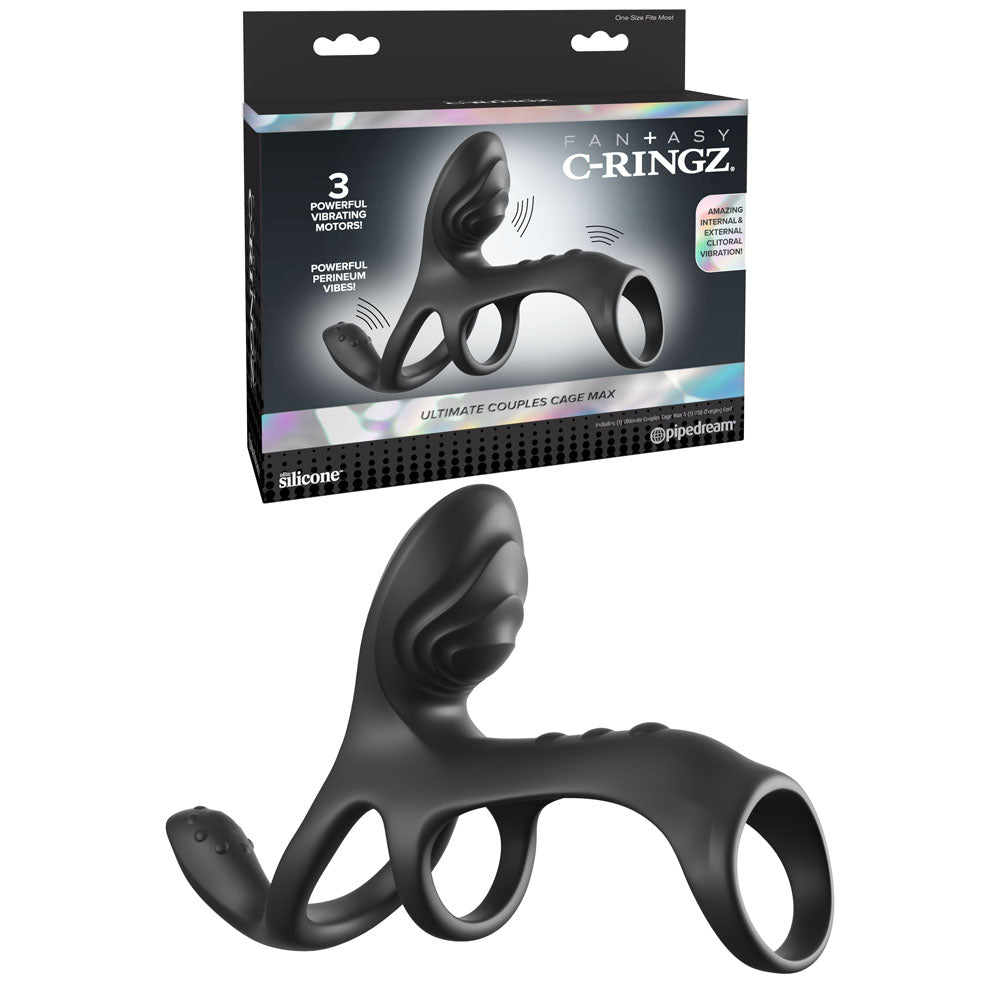 Fantasy C-Ringz Ultimate Couples Cage – USB Rechargeable Triple Motor Vibrating Cock Ring Cage > Cock Ring > Vibrating - Tophatter Daily Deals