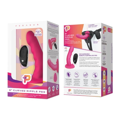 Pegasus 6 Inch Wireless Remote Control Curved Ripple Vibrator With Harness > Dildos > Strap On Dildos - Tophatter Daily Deals