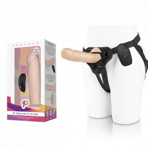 Pegasus 8 Inch Realistic Skin Tone Dildo Remote Controlled with Adjustable Harness Set > Dildos > Strap On Harnesses - Tophatter Daily Deals