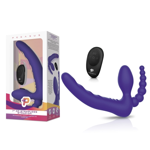 Pegasus 7 Inch Purple Remote Control Strapless Dual Penetration Silicone Strap On > Dildos > Strapless Strap Ons - Tophatter Daily Deals
