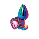 Rear Assets Multi Medium Metal Butt Plug with Pink Heart Gem Base > Anal Range > Jewel Butt Plugs - Tophatter Daily Deals