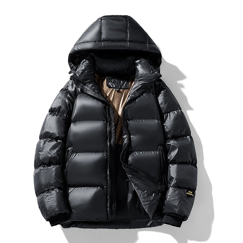 Warm Men’s Puffer Jacket - Quilted Hip, Insulated, Winter Black - Tophatter Daily Deals