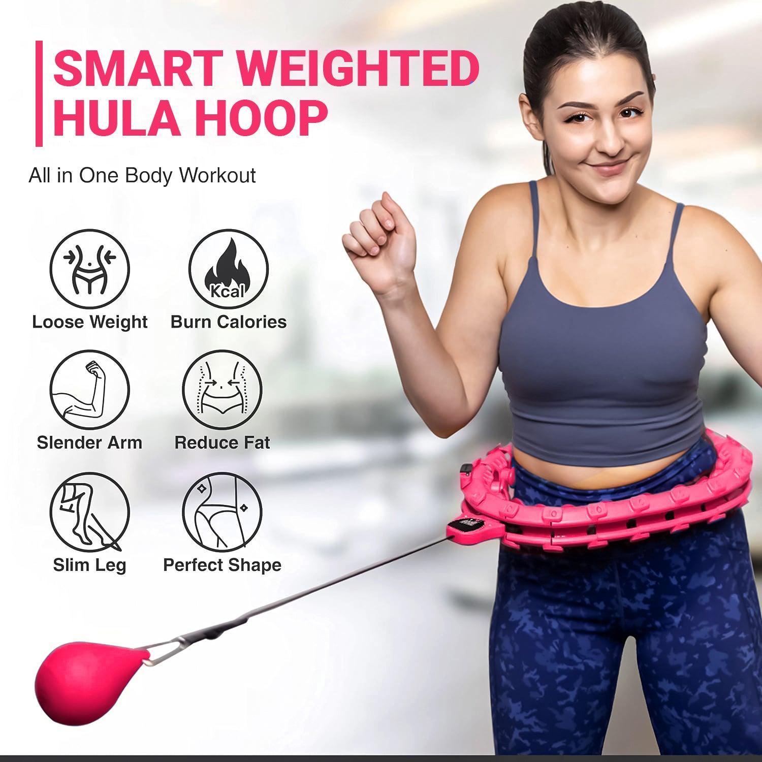 MASKURA Smart Weighted Hula Hoop With Counter 24 knots - Weight Loss Hula Hoop, Smart Fitness, Adjustable Ring Size With Counter Suitable For Adult Exercise & Fitness - Tophatter Daily Deals