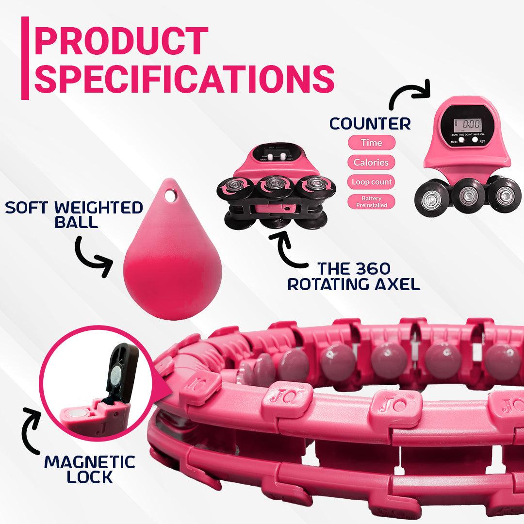 MASKURA Smart Weighted Hula Hoop With Counter 24 knots - Weight Loss Hula Hoop, Smart Fitness, Adjustable Ring Size With Counter Suitable For Adult Exercise & Fitness - Tophatter Daily Deals