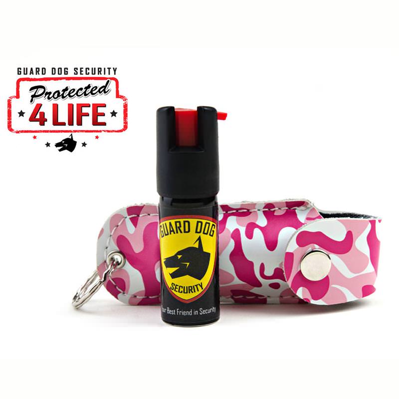 Pink Camo Personal Defense Pepper Spray OC-18 1/2 oz Keychain Leather Case Collectible Weapons - Tophatter Daily Deals